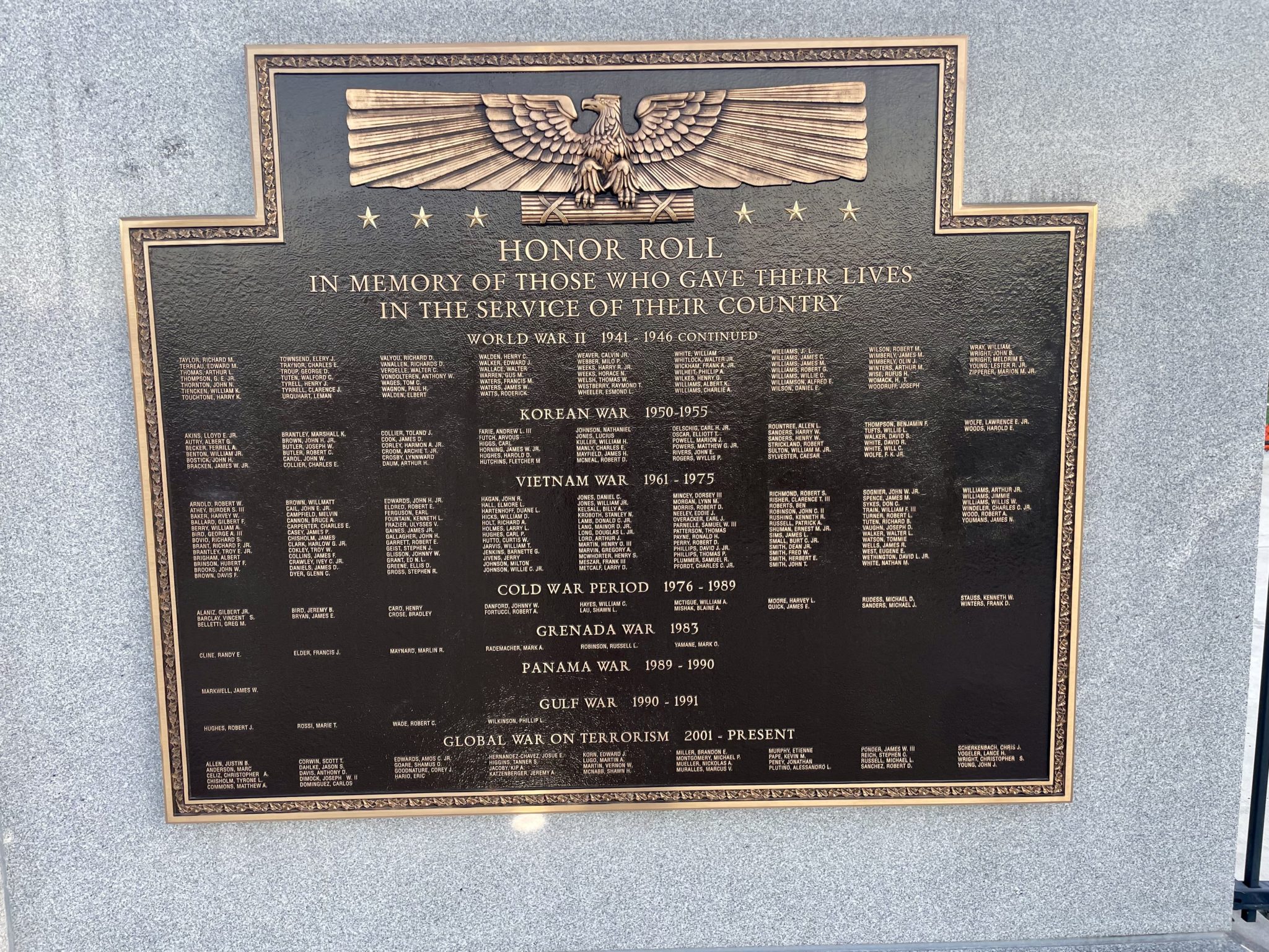 Veterans Plaque at Memorial Stadium  